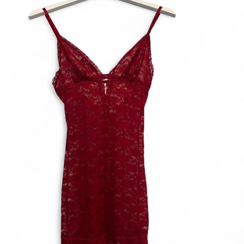 Jessica Simpson Burgundy Lace Chemise